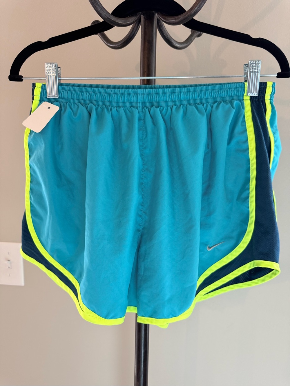 Nike Women’s Teal Running Shorts with Neon Trim
